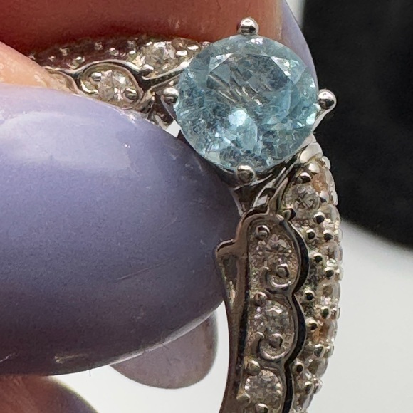 Sterling silver ring flip blue topaz reversible light and dark topaz ring sz 8 - Picture 9 of 9